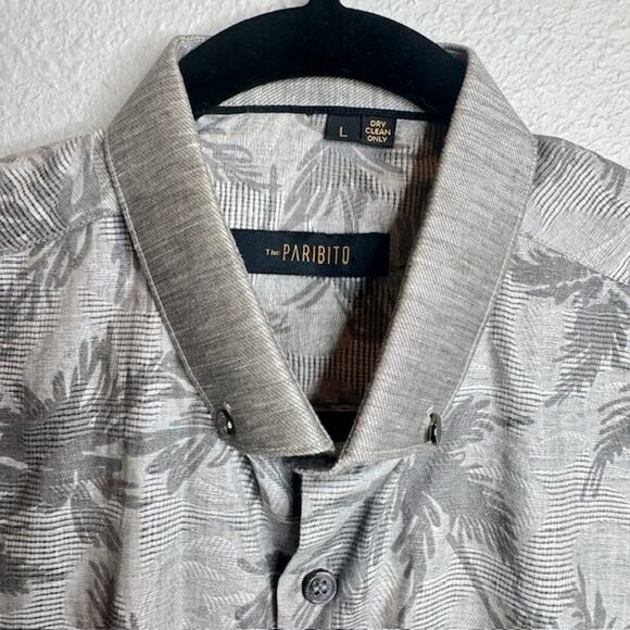 The Paribito Mens Kurta Sz Large Gray Collared Long Sleeve Button Down Shirt - Picture 3 of 11